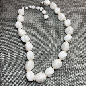Vintage M. West Germany Textured White bead 15” Necklace